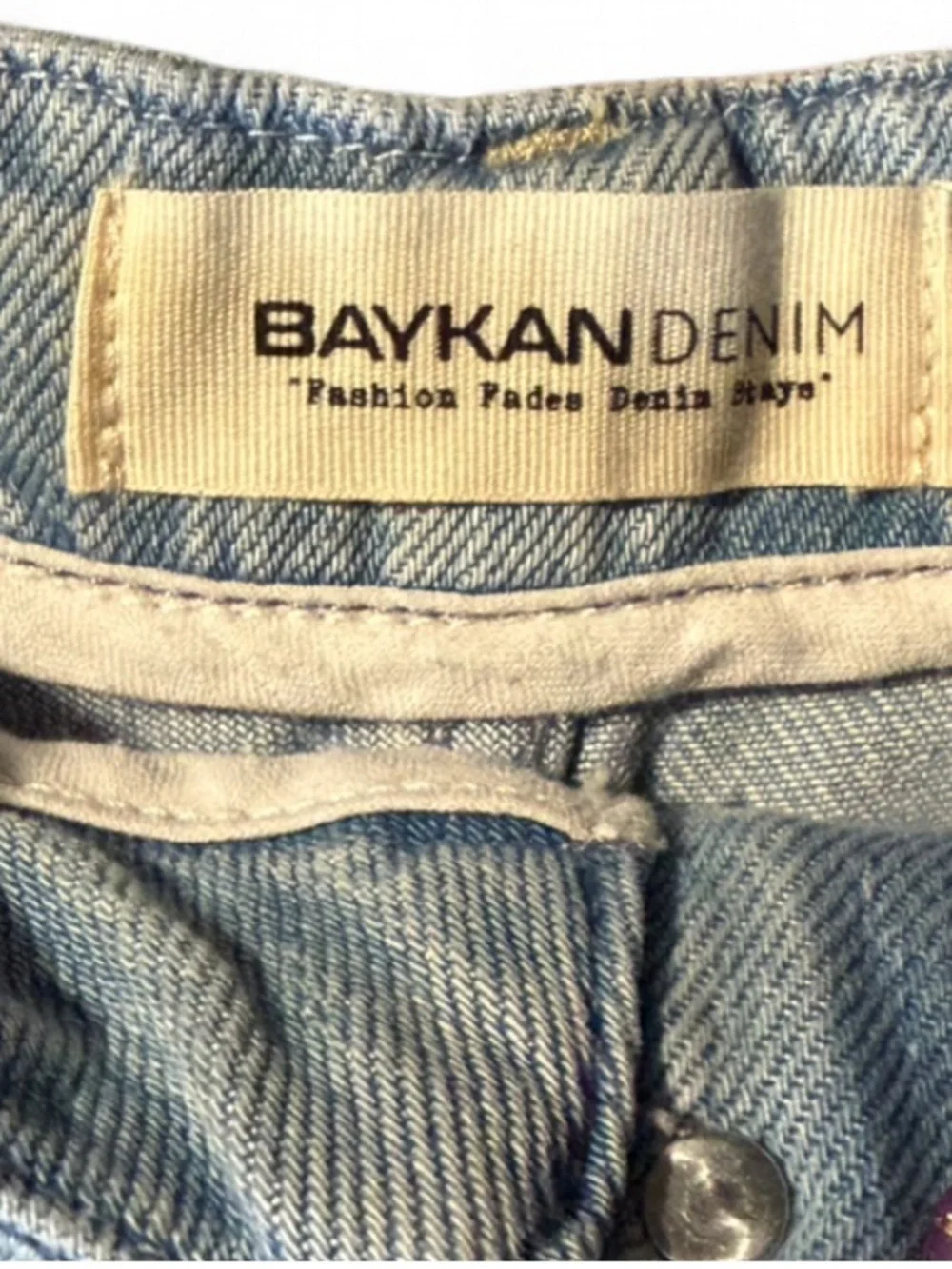 Baykan Denim Pleated Micro Mini Skort Shorts Light Wash